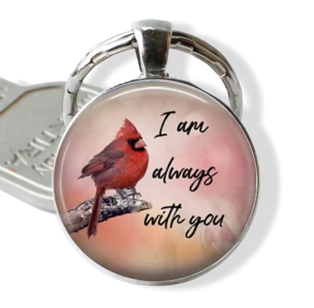 3/$25 I Am Always With You Cardinal Keychain NEW
